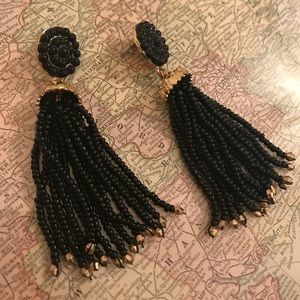 Chic black tassel earrings